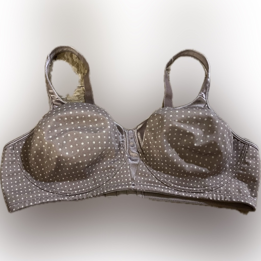 Playtex Gray and White Polka Dot Underwire Bra